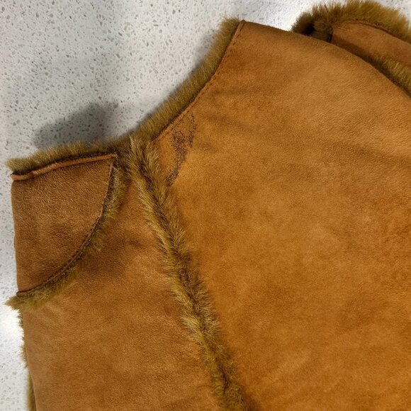 UGG Suede/Fur Poncho Cape Shawl Size S/M - Picture 6 of 8